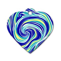 Pattern Design Swirl Watercolor Art Dog Tag Heart (one Side) by Ravend