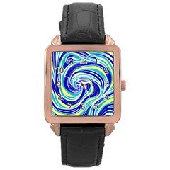 Pattern Design Swirl Watercolor Art Rose Gold Leather Watch  by Ravend