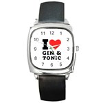 I love gin and tonic Square Metal Watch Front