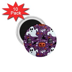 Pumpkin Ghost Witch Hat Halloween Sketch Holiday 1 75  Magnets (10 Pack)  by Ravend