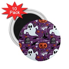 Pumpkin Ghost Witch Hat Halloween Sketch Holiday 2 25  Magnets (10 Pack)  by Ravend