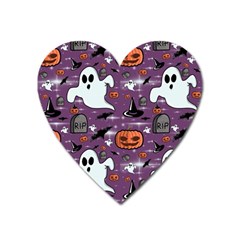 Pumpkin Ghost Witch Hat Halloween Sketch Holiday Heart Magnet by Ravend