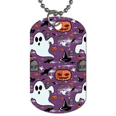 Pumpkin Ghost Witch Hat Halloween Sketch Holiday Dog Tag (one Side) by Ravend