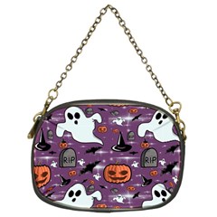 Pumpkin Ghost Witch Hat Halloween Sketch Holiday Chain Purse (two Sides) by Ravend