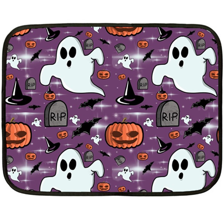 Pumpkin Ghost Witch Hat Halloween Sketch Holiday Two Sides Fleece Blanket (Mini)