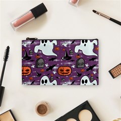 Pumpkin Ghost Witch Hat Halloween Sketch Holiday Cosmetic Bag (small) by Ravend