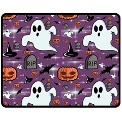 Pumpkin Ghost Witch Hat Halloween Sketch Holiday Fleece Blanket (medium) by Ravend