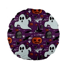 Pumpkin Ghost Witch Hat Halloween Sketch Holiday Standard 15  Premium Round Cushions by Ravend