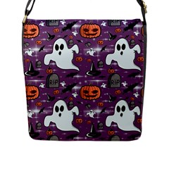 Pumpkin Ghost Witch Hat Halloween Sketch Holiday Flap Closure Messenger Bag (l) by Ravend