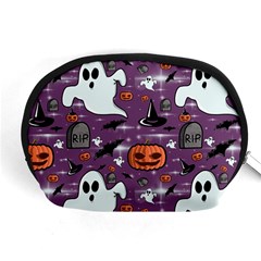 Pumpkin Ghost Witch Hat Halloween Sketch Holiday Accessory Pouch (medium) by Ravend