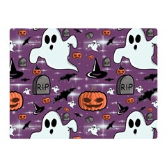 Pumpkin Ghost Witch Hat Halloween Sketch Holiday Two Sides Premium Plush Fleece Blanket (mini) by Ravend