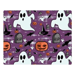 Pumpkin Ghost Witch Hat Halloween Sketch Holiday Two Sides Premium Plush Fleece Blanket (large) by Ravend