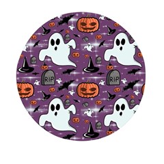 Pumpkin Ghost Witch Hat Halloween Sketch Holiday Mini Round Pill Box by Ravend