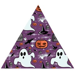 Pumpkin Ghost Witch Hat Halloween Sketch Holiday Wooden Puzzle Triangle by Ravend