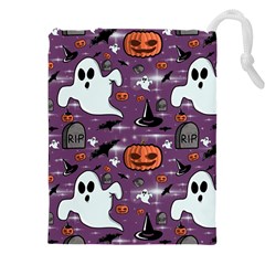 Pumpkin Ghost Witch Hat Halloween Sketch Holiday Drawstring Pouch (4xl) by Ravend