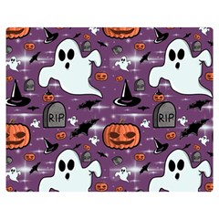 Pumpkin Ghost Witch Hat Halloween Sketch Holiday Premium Plush Fleece Blanket (medium) by Ravend