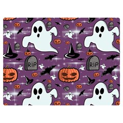 Pumpkin Ghost Witch Hat Halloween Sketch Holiday Premium Plush Fleece Blanket (extra Small) by Ravend