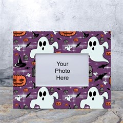 Pumpkin Ghost Witch Hat Halloween Sketch Holiday White Tabletop Photo Frame 4 x6  by Ravend