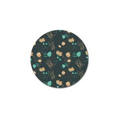 Flowers Leaves Pattern Seamless Green Background Golf Ball Marker by Ravend