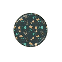 Flowers Leaves Pattern Seamless Green Background Hat Clip Ball Marker by Ravend