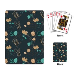 Flowers Leaves Pattern Seamless Green Background Playing Cards Single Design (rectangle) by Ravend