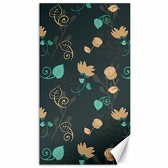 Flowers Leaves Pattern Seamless Green Background Canvas 40  X 72  by Ravend