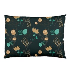 Flowers Leaves Pattern Seamless Green Background Pillow Case (two Sides) by Ravend