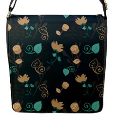 Flowers Leaves Pattern Seamless Green Background Flap Closure Messenger Bag (s) by Ravend