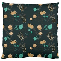 Flowers Leaves Pattern Seamless Green Background Standard Premium Plush Fleece Cushion Case (one Side) by Ravend