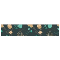 Flowers Leaves Pattern Seamless Green Background Small Premium Plush Fleece Scarf by Ravend