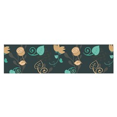 Flowers Leaves Pattern Seamless Green Background Oblong Satin Scarf (16  X 60 ) by Ravend