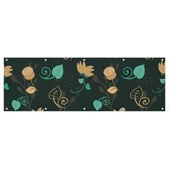 Flowers Leaves Pattern Seamless Green Background Banner And Sign 12  X 4  by Ravend