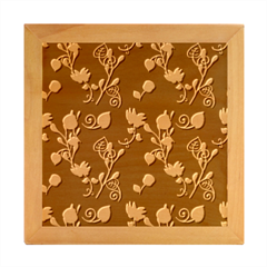 Flowers Leaves Pattern Seamless Green Background Wood Photo Frame Cube