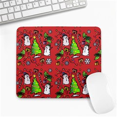 Santa Snowman Gift Holiday Christmas Cartoon Large Mousepad by Ravend