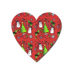 Santa Snowman Gift Holiday Christmas Cartoon Heart Magnet by Ravend