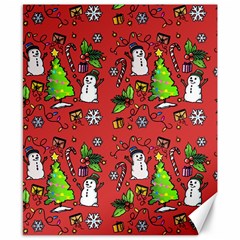 Santa Snowman Gift Holiday Christmas Cartoon Canvas 8  X 10  by Ravend