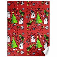 Santa Snowman Gift Holiday Christmas Cartoon Canvas 12  X 16  by Ravend