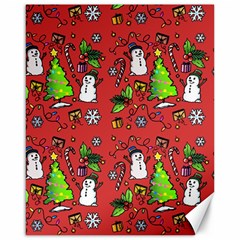 Santa Snowman Gift Holiday Christmas Cartoon Canvas 16  X 20  by Ravend