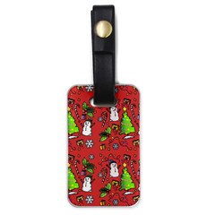 Santa Snowman Gift Holiday Christmas Cartoon Luggage Tag (one Side) by Ravend