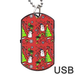 Santa Snowman Gift Holiday Christmas Cartoon Dog Tag Usb Flash (one Side) by Ravend