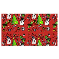 Santa Snowman Gift Holiday Christmas Cartoon Banner And Sign 7  X 4  by Ravend