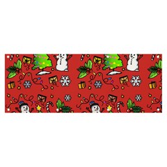 Santa Snowman Gift Holiday Christmas Cartoon Banner And Sign 8  X 3  by Ravend