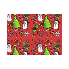 Santa Snowman Gift Holiday Christmas Cartoon Premium Plush Fleece Blanket (mini) by Ravend