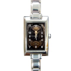 Eagle Ornate Pattern Feather Texture Rectangle Italian Charm Watch by Ravend