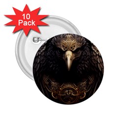 Eagle Ornate Pattern Feather Texture 2 25  Buttons (10 Pack)  by Ravend