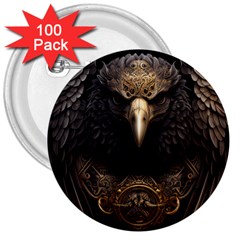 Eagle Ornate Pattern Feather Texture 3  Buttons (100 Pack)  by Ravend