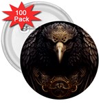 Eagle Ornate Pattern Feather Texture 3  Buttons (100 pack)  Front