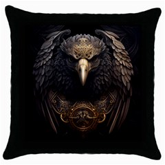 Eagle Ornate Pattern Feather Texture Throw Pillow Case (black) by Ravend