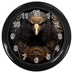 Eagle Ornate Pattern Feather Texture Wall Clock (black) by Ravend