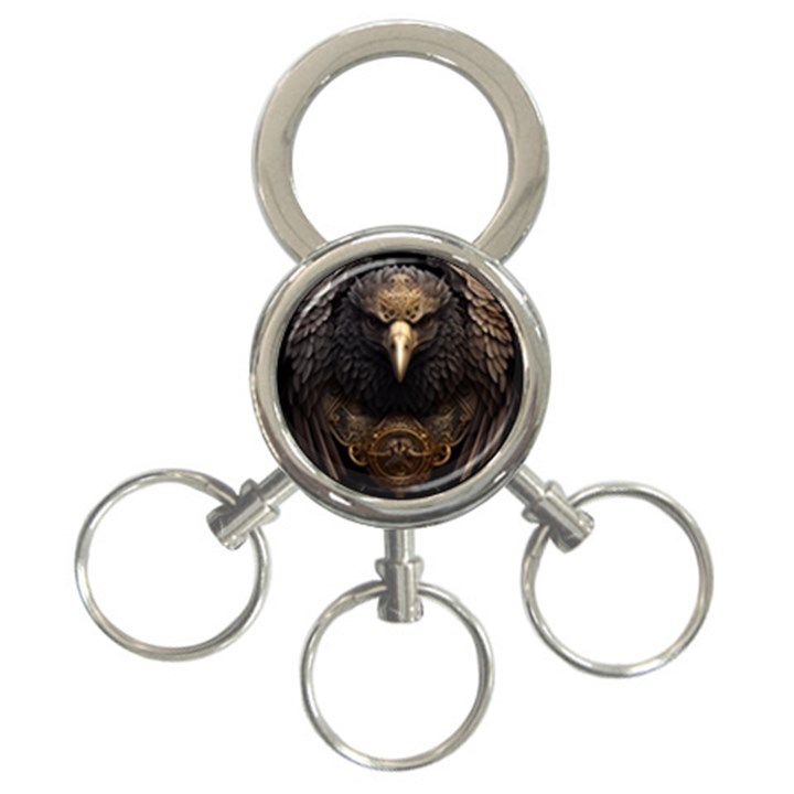 Eagle Ornate Pattern Feather Texture 3-Ring Key Chain